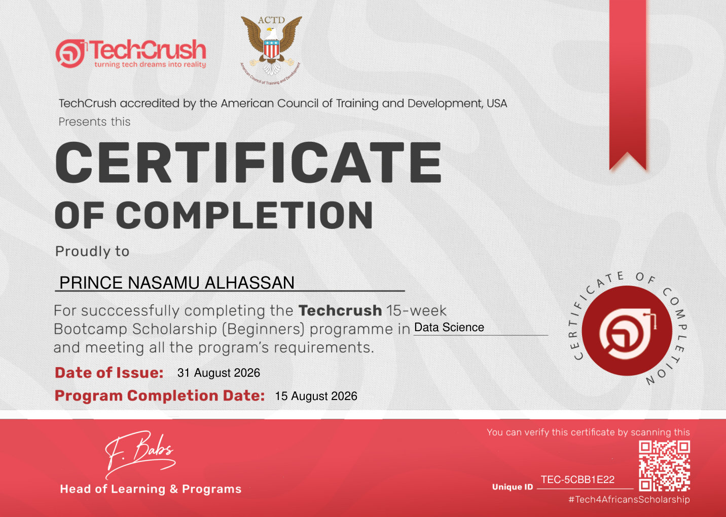 TechCrush Data Science Bootcamp